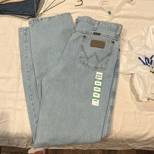 Wrangler Cowboy Cut Slim Fit Jeans Mens 33x34 light blue Blue Straight